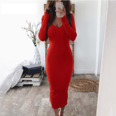 Elegant Bodycon Knit Dress | Stylish & Comfortable-Red-S-State of Style
