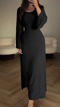Elegant bodycon maxi dress with lacing – Valencia-Black-S-State of Style