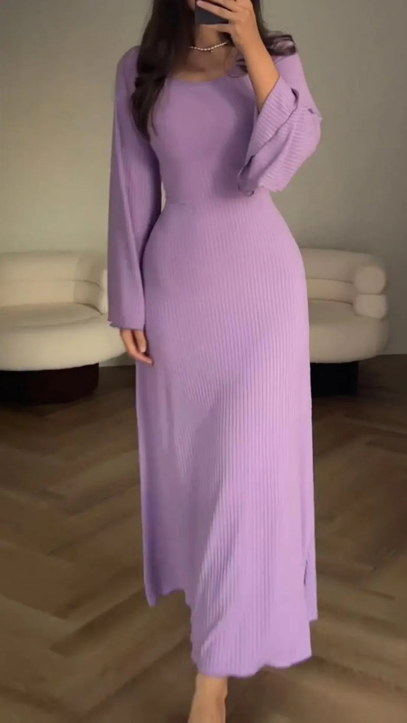Elegant bodycon maxi dress with lacing – Valencia-Purple-S-State of Style