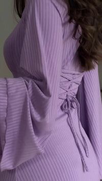 Elegant bodycon maxi dress with lacing – Valencia-Purple-S-State of Style