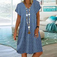 Elegant Bohemian V-Neck Dress for Women | Comfortable & Stylish-Blue-S-State of Style