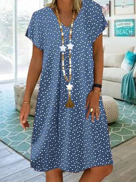 Elegant Bohemian V-Neck Dress for Women | Comfortable & Stylish-Blue-S-State of Style