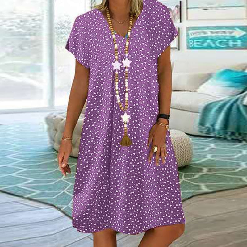 Elegant Bohemian V-Neck Dress for Women | Comfortable & Stylish-Blue-S-State of Style