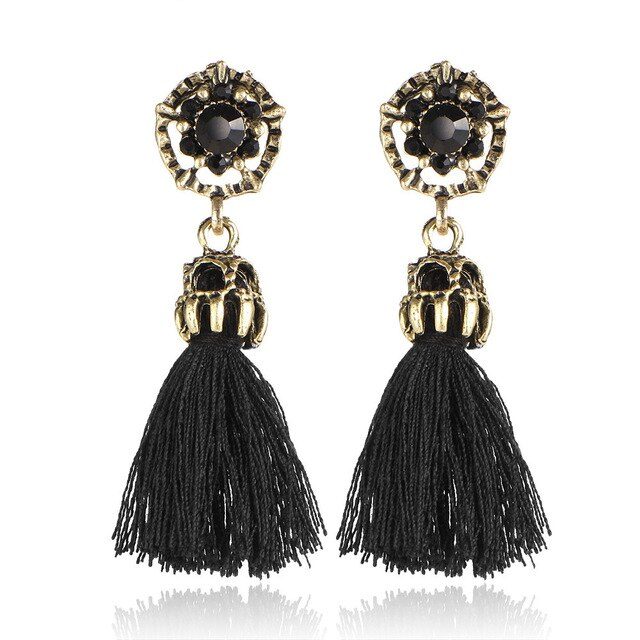 Elegant Brushed Earrings | Women's Jewellery-Black Crystal-State of Style