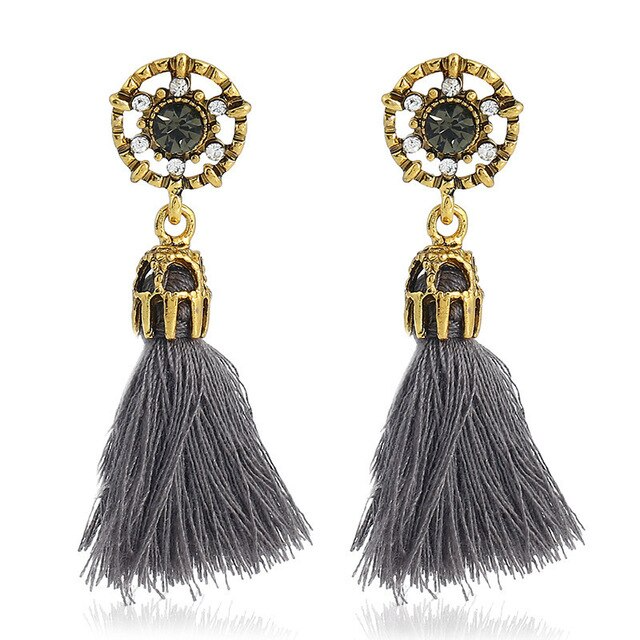 Elegant Brushed Earrings | Women's Jewellery-Grey Crystal-State of Style