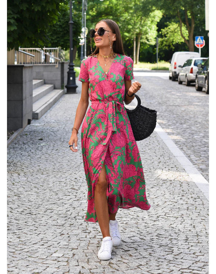 Elegant Cassidy Midi Dress | Versatile & Comfortable-Pink/Green-XS-State of Style