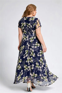 Elegant Casual A-Line Plus-Size Dress-Navy Blue-2XL-State of Style