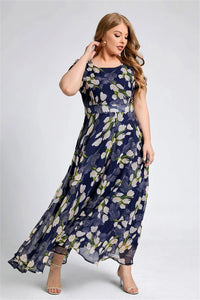 Elegant Casual A-Line Plus-Size Dress-Navy Blue-2XL-State of Style