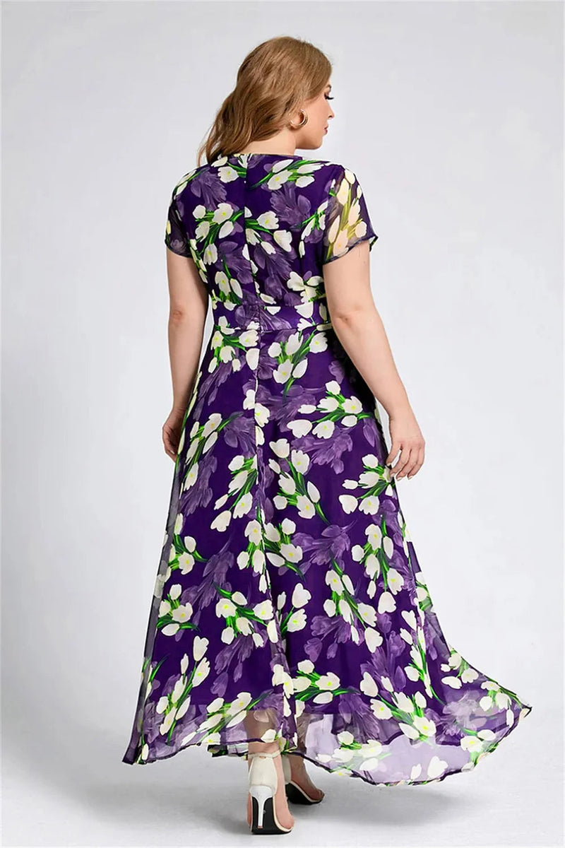 Elegant Casual A-Line Plus-Size Dress-Navy Blue-2XL-State of Style