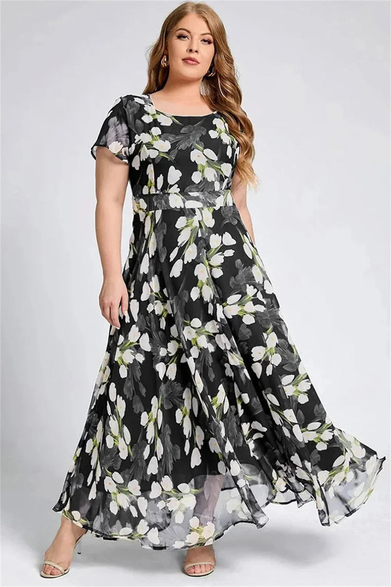 Elegant Casual A-Line Plus-Size Dress-Navy Blue-2XL-State of Style