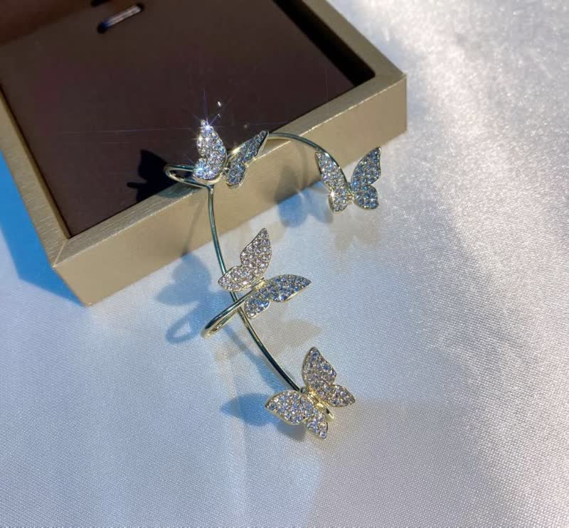 Elegant Crystal Clip Earrings for Women-Gold on the left-State of Style
