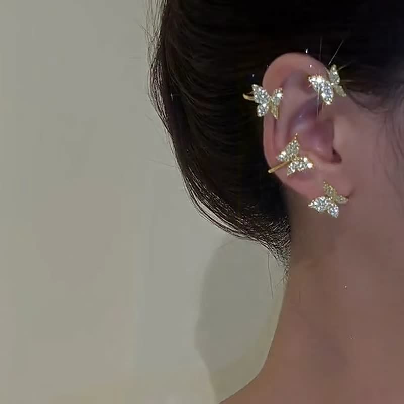 Elegant Crystal Clip Earrings for Women-Right-handed gold-State of Style