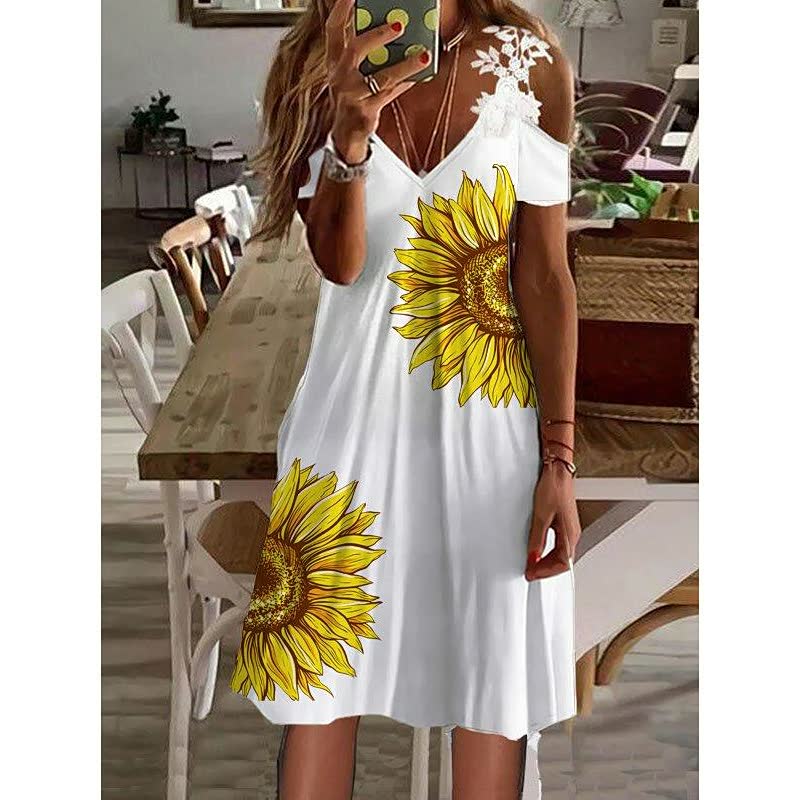 Elegant Flower Dress | Perfect for Any Occasion-Dark Yellow-S-State of Style