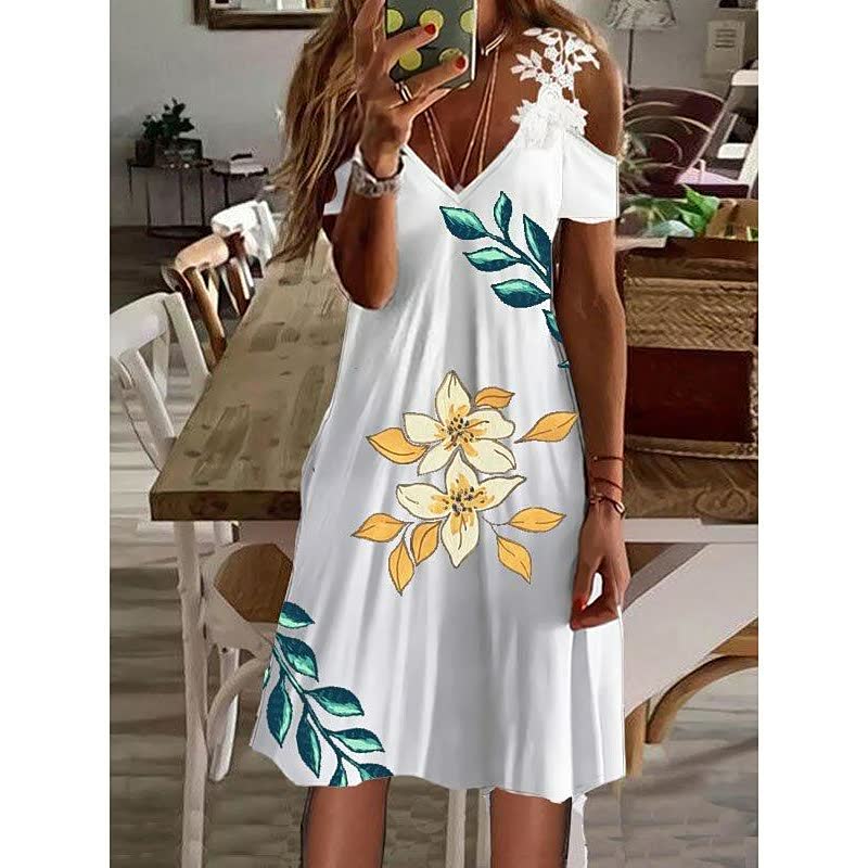 Elegant Flower Dress | Perfect for Any Occasion-White-S-State of Style
