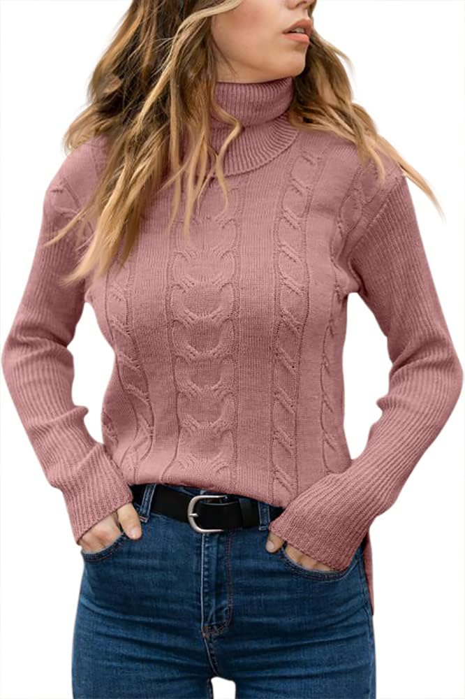 Elegant Knitted Women's Turtleneck Sweater - Denise-Apricot-S-State of Style
