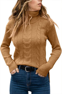 Elegant Knitted Women's Turtleneck Sweater - Denise-Apricot-S-State of Style