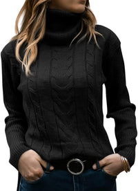 Elegant Knitted Women's Turtleneck Sweater - Denise-Black-S-State of Style
