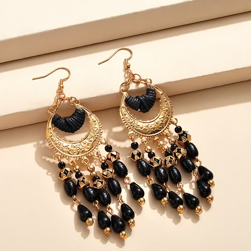 Elegant Long Dangle Earrings | Women’s Fashion Jewellery-Black-State of Style