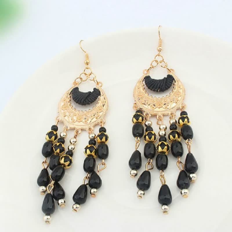Elegant Long Dangle Earrings | Women’s Fashion Jewellery-Black-State of Style