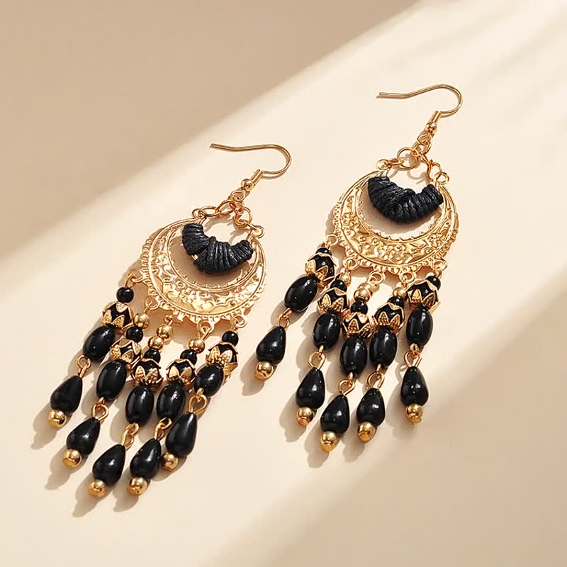 Elegant Long Dangle Earrings | Women’s Fashion Jewellery-Black-State of Style