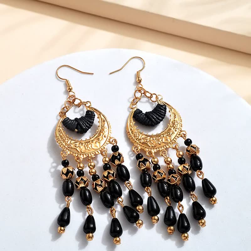 Elegant Long Dangle Earrings | Women’s Fashion Jewellery-Black-State of Style