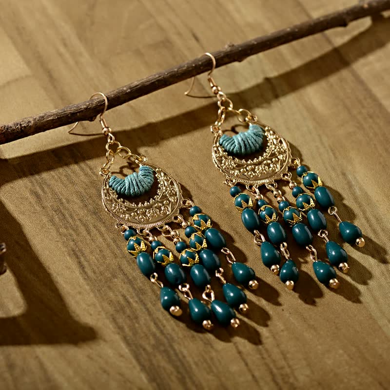 Elegant Long Dangle Earrings | Women’s Fashion Jewellery-Green-State of Style