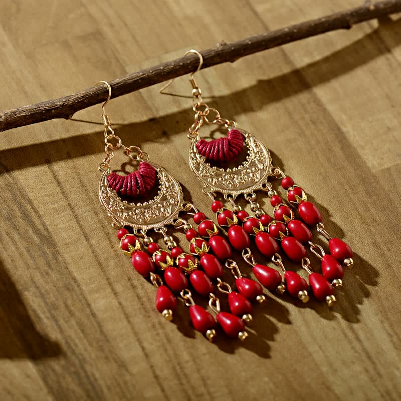 Elegant Long Dangle Earrings | Women’s Fashion Jewellery-Red-State of Style