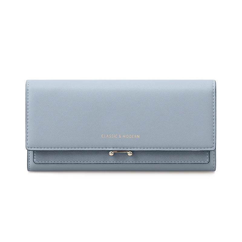 Elegant Long Wallet – Spacious & Stylish PU Leather Purse-Blue-State of Style