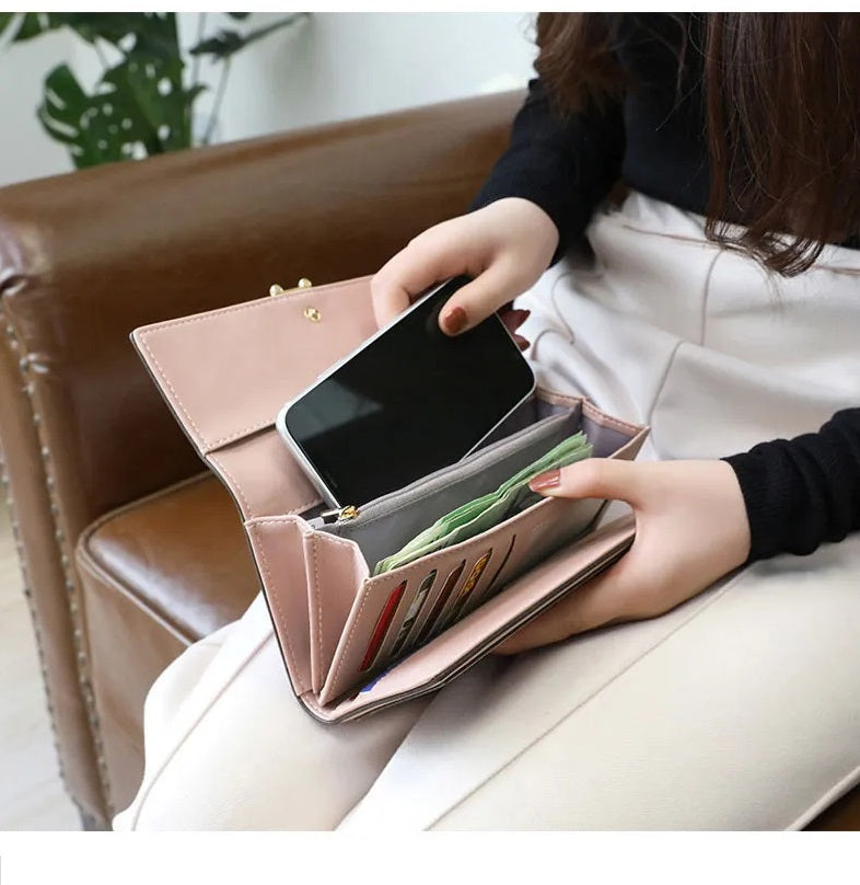 Elegant Long Wallet – Spacious & Stylish PU Leather Purse-Burgundy-State of Style