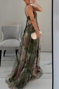 Elegant mesh maxi dress with a figure-hugging cut – Camille-Orange-S-State of Style