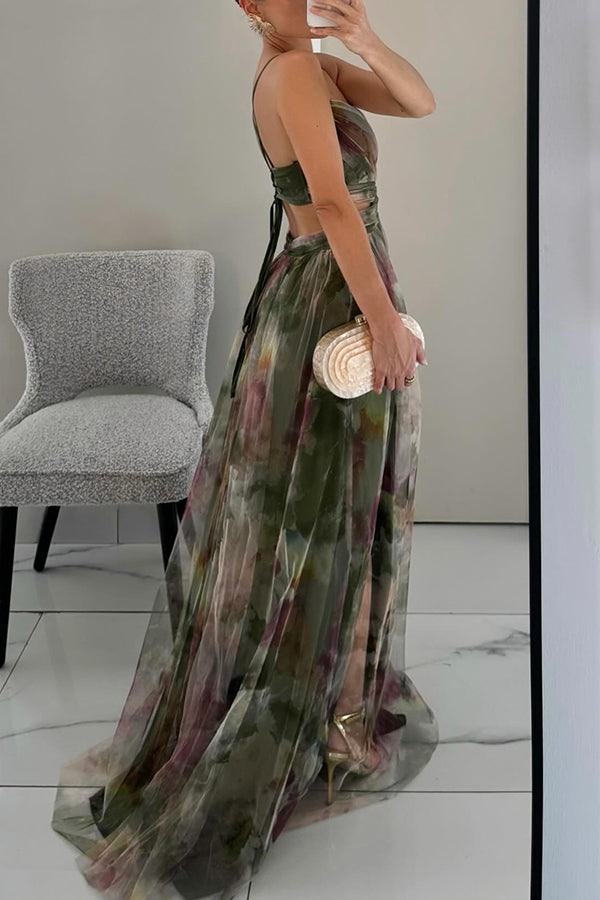 Elegant mesh maxi dress with a figure-hugging cut – Camille-Orange-S-State of Style