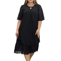 Elegant Midi Evening Dress in Plus Sizes for Curvy Women
