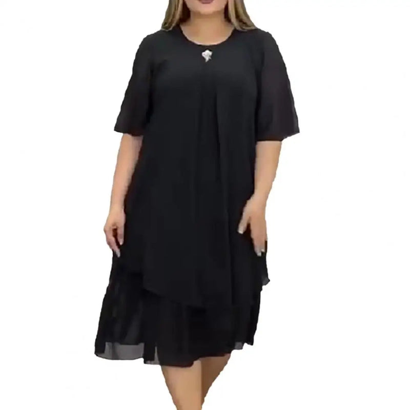 Elegant Midi Evening Dress in Plus Sizes for Curvy Women