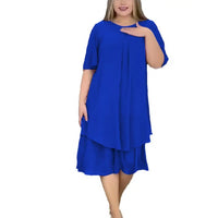 Elegant Midi Evening Dress in Plus Sizes for Curvy Women-Blue-2XL-State of Style