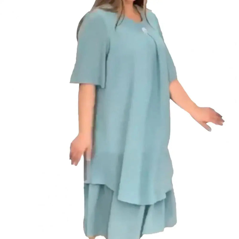 Elegant Midi Evening Dress in Plus Sizes for Curvy Women-Green-2XL-State of Style