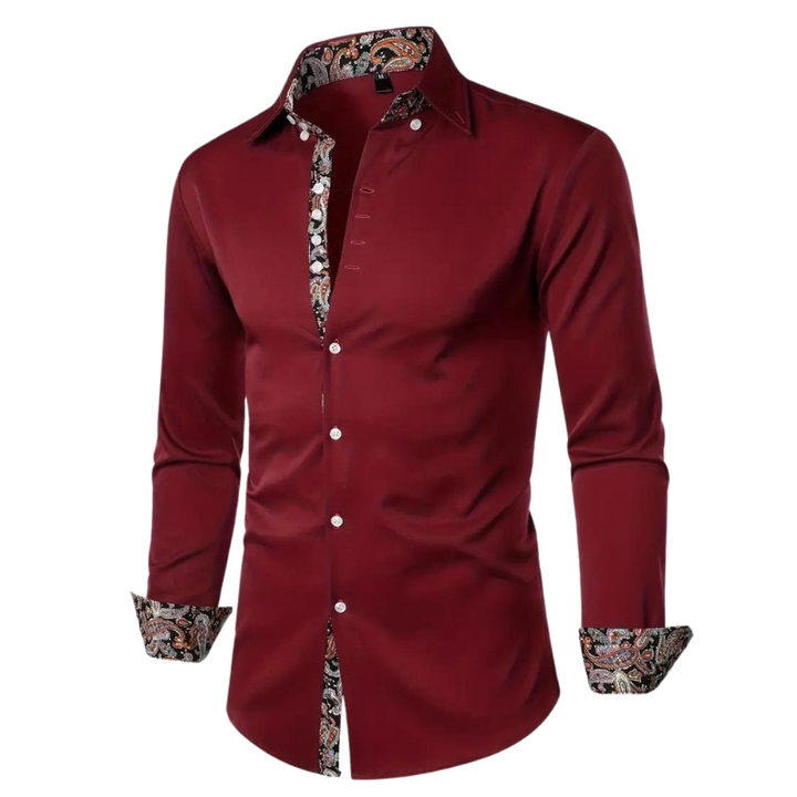 Elegant party shirt for men – Matteo-Wine red-S-State of Style