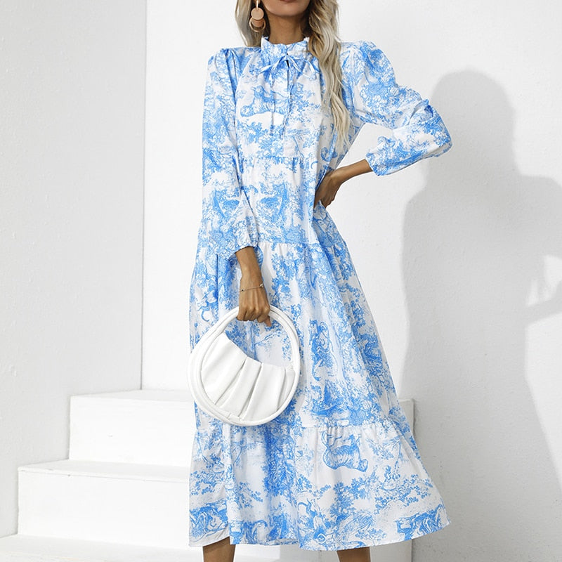 Elegant Pleated Dress | Comfortable & Stylish-Blue-S-State of Style