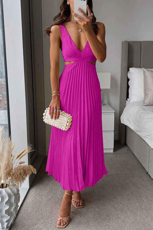 Elegant Pleated Dress with Figure-Flattering Fit – Emilie-Pink-S-State of Style