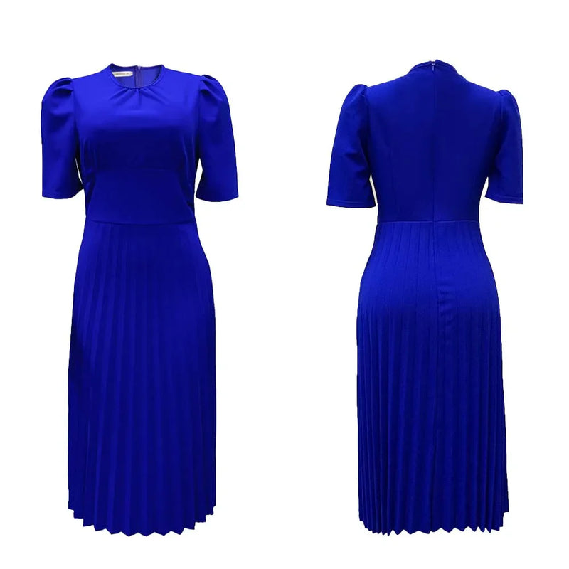 Elegant Pleated Plus Size Dress – Timeless Style with a Modern Silhouette-Red-S-State of Style