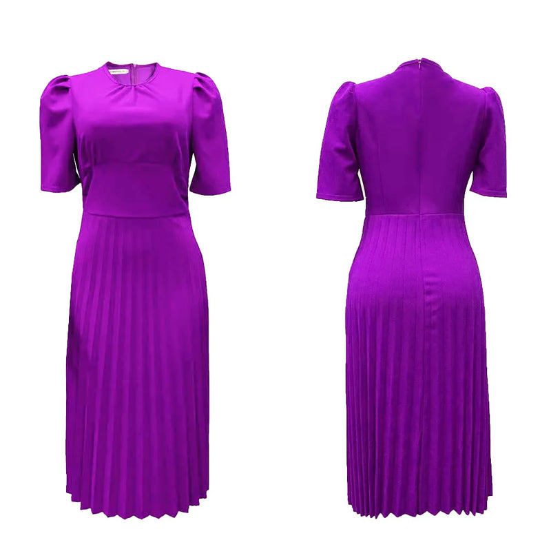 Elegant Pleated Plus Size Dress – Timeless Style with a Modern Silhouette-Red-S-State of Style