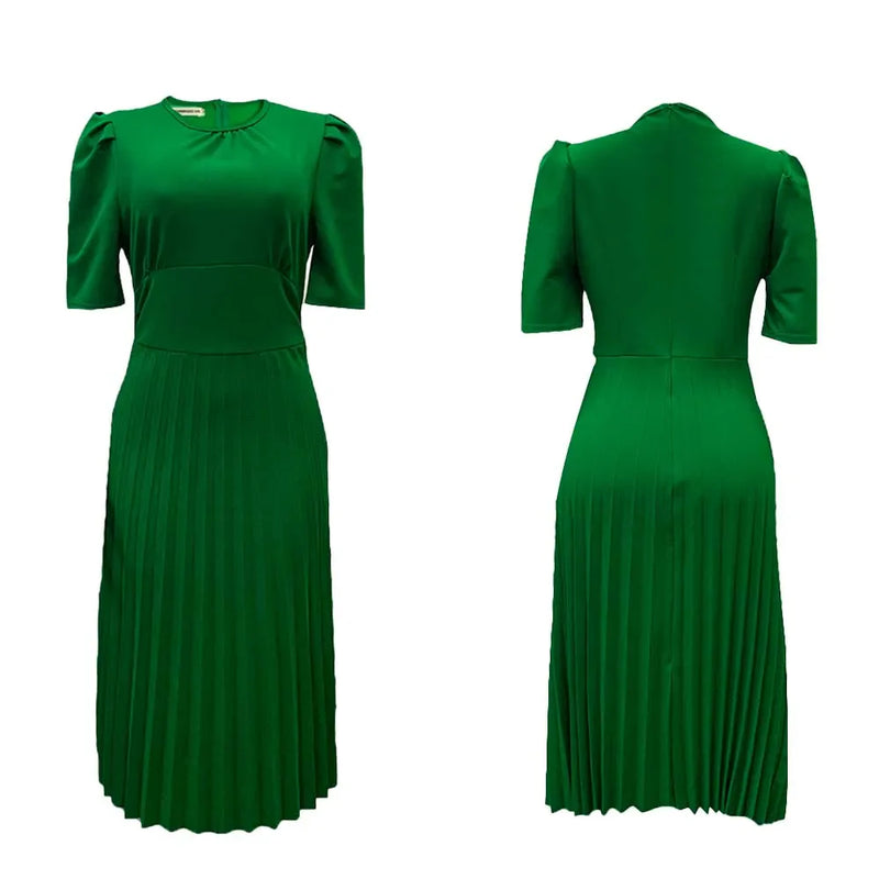 Elegant Pleated Plus Size Dress – Timeless Style with a Modern Silhouette-Red-S-State of Style