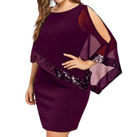 Elegant Plus-Size Dress with Split Skirt-Black-S-State of Style