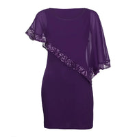Elegant Plus-Size Dress with Split Skirt-Blue-M-State of Style