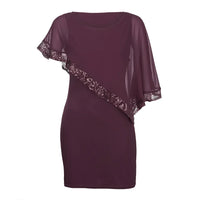 Elegant Plus-Size Dress with Split Skirt-Blue-M-State of Style