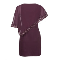 Elegant Plus-Size Dress with Split Skirt-Blue-M-State of Style