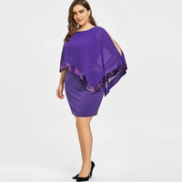 Elegant Plus-Size Dress with Split Skirt-Blue-M-State of Style