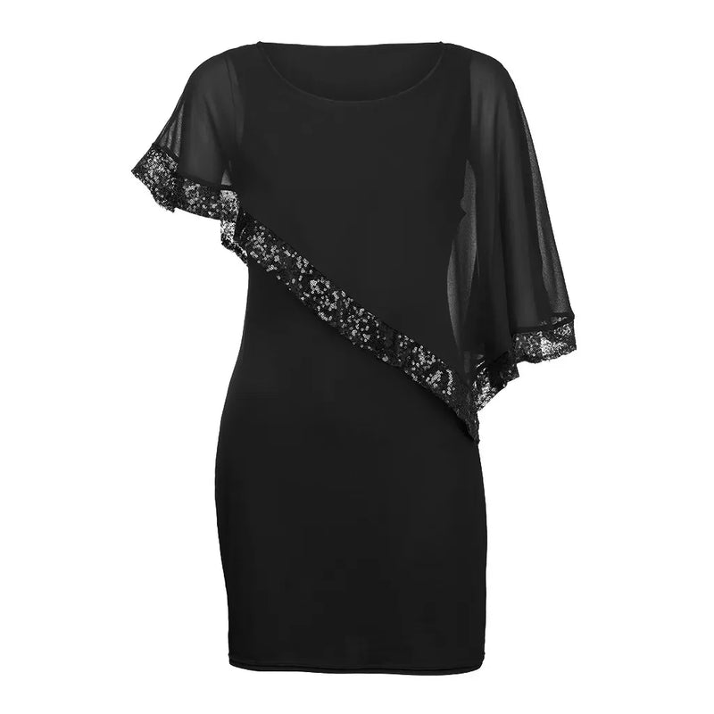 Elegant Plus-Size Dress with Split Skirt-Blue-M-State of Style