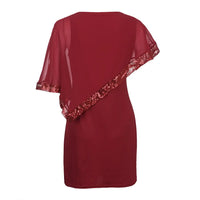 Elegant Plus-Size Dress with Split Skirt-Blue-M-State of Style