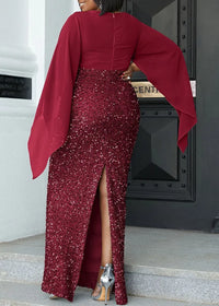 Elegant Plus-Size Midi Dress for Banquets-Khaki-L-State of Style