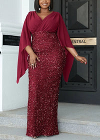 Elegant Plus-Size Midi Dress for Banquets-Khaki-L-State of Style